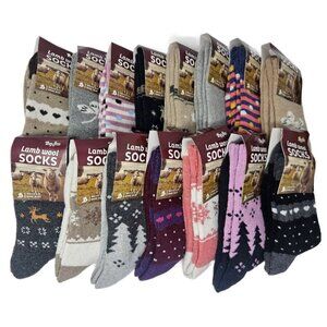 15 Pack Womens Lamb Wool Crew Socks Ladies Warm Winter Assorted Colors Size 9-11